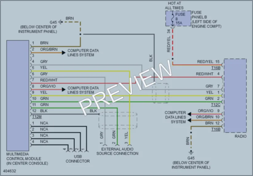 2013 Volkswagen 4D Wagon Radio wiring diagram preview