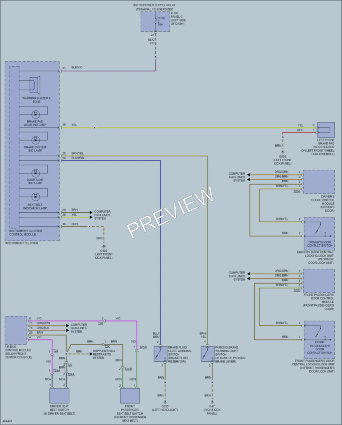 2013 Volkswagen 4D Wagon Warning Systems wiring diagram preview