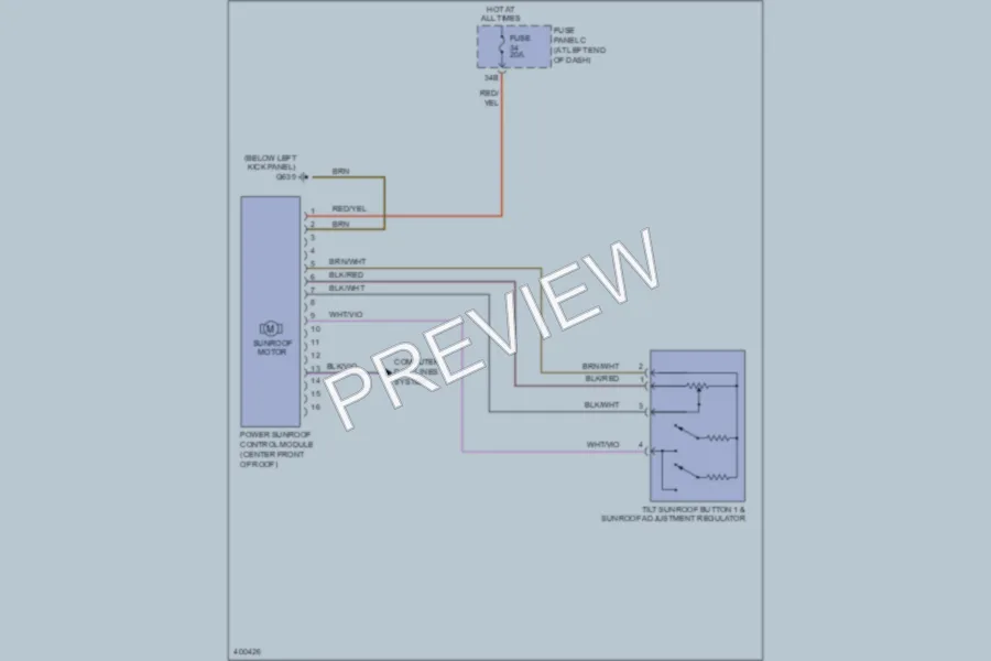 2013 Volkswagen Passat Power Top Sunroof wiring diagram preview