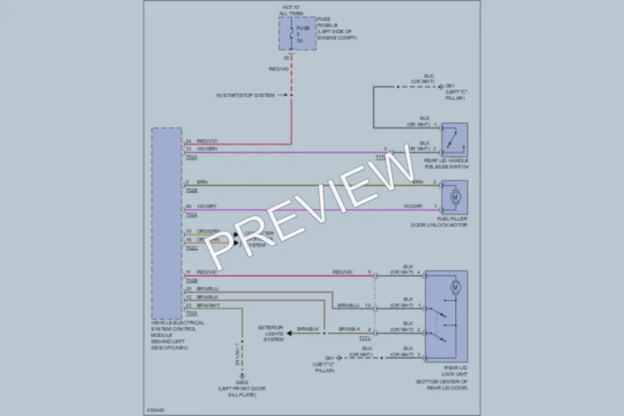 2013 Volkswagen Tiguan Trunk Tailgate Fuel Door wiring diagram preview