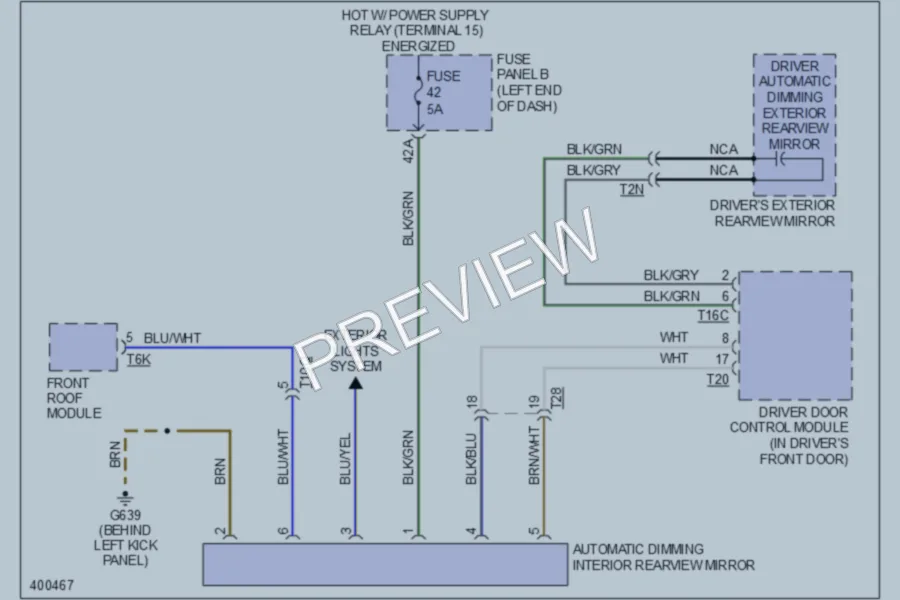 2013 Volkswagen Touareg Power Mirrors wiring diagram preview