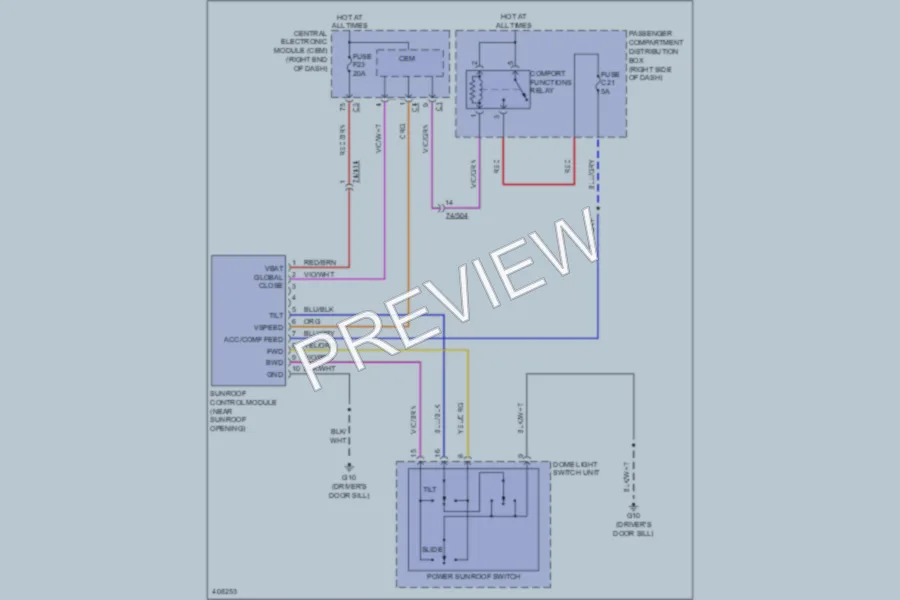 2013 Volvo S60 Power Top Sunroof wiring diagram preview