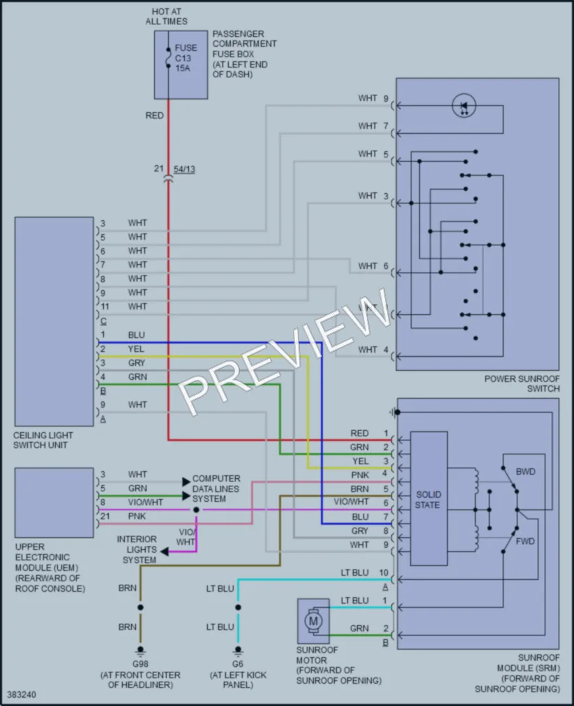 2013 Volvo XC90 Power Top Sunroof wiring diagram preview