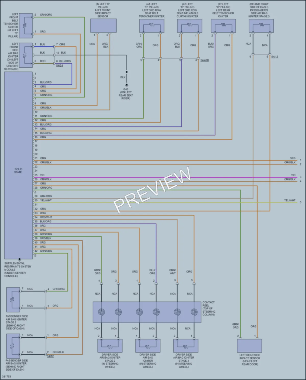 2013 Volvo XC90 Supplemental Restraints wiring diagram preview