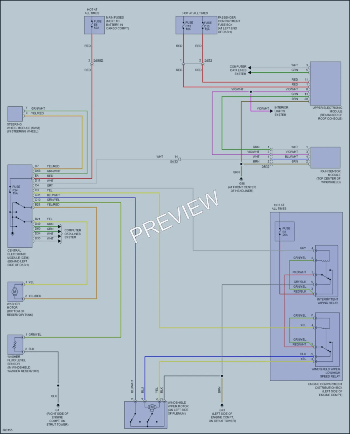 2013 Volvo XC90 Wiper Washer wiring diagram preview