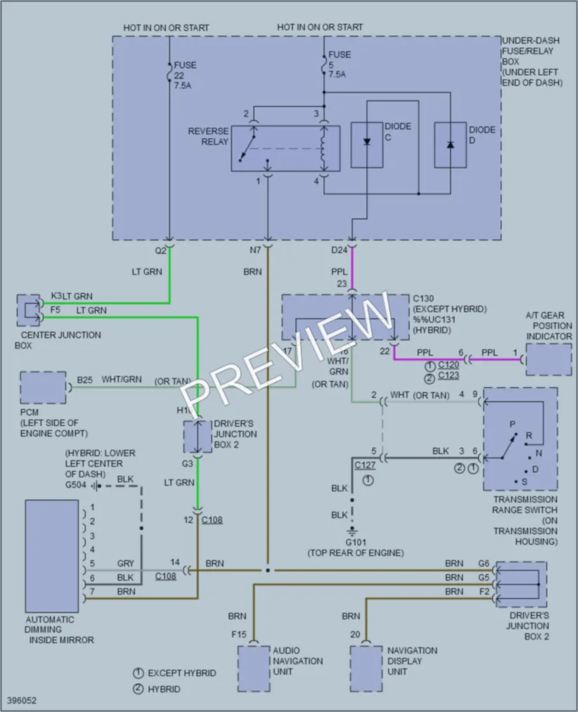 2014 Acura ILXHybrid Power Mirrors wiring diagram preview
