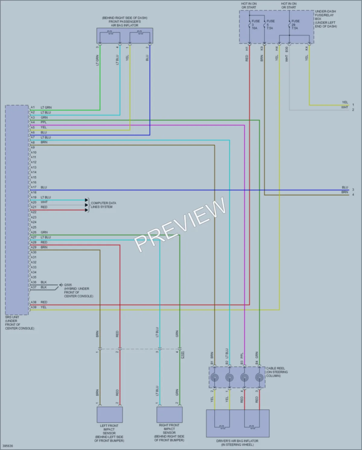 2014 Acura ILXHybrid Supplemental Restraints wiring diagram preview