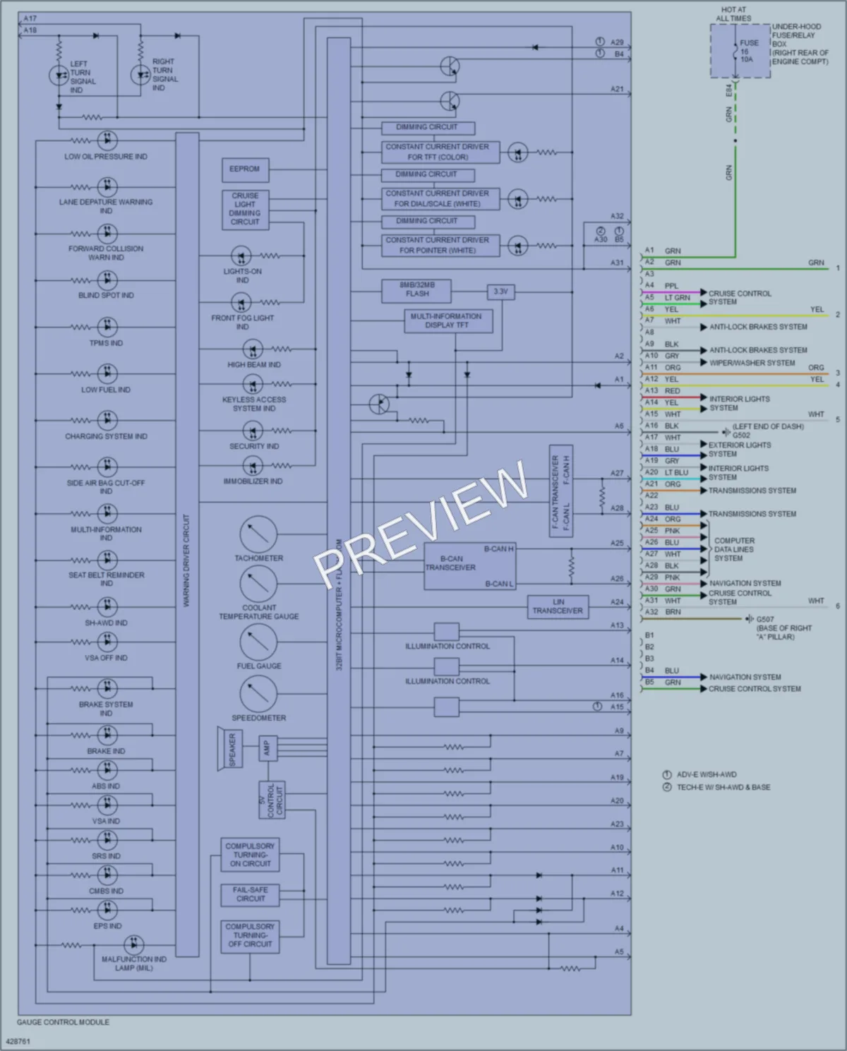 2014 Acura MDX Instrument Cluster wiring diagram preview