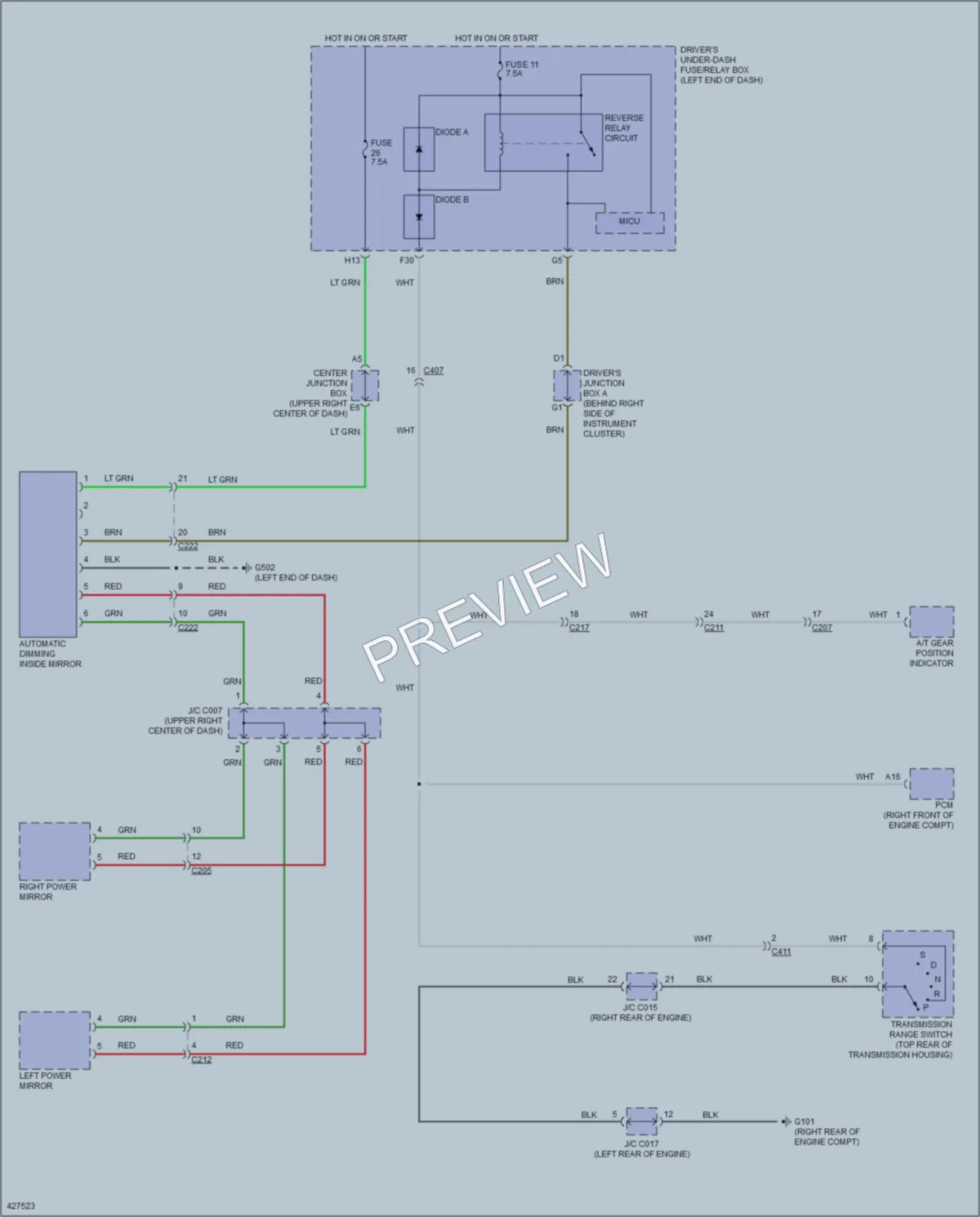 2014 Acura MDX Power Mirrors wiring diagram preview