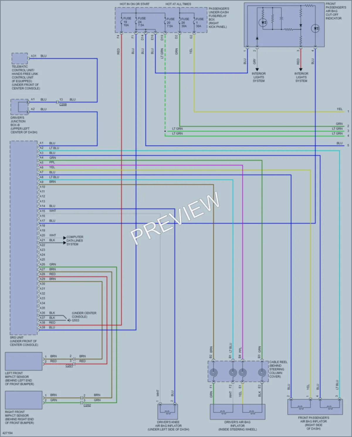 2014 Acura MDX Supplemental Restraints wiring diagram preview