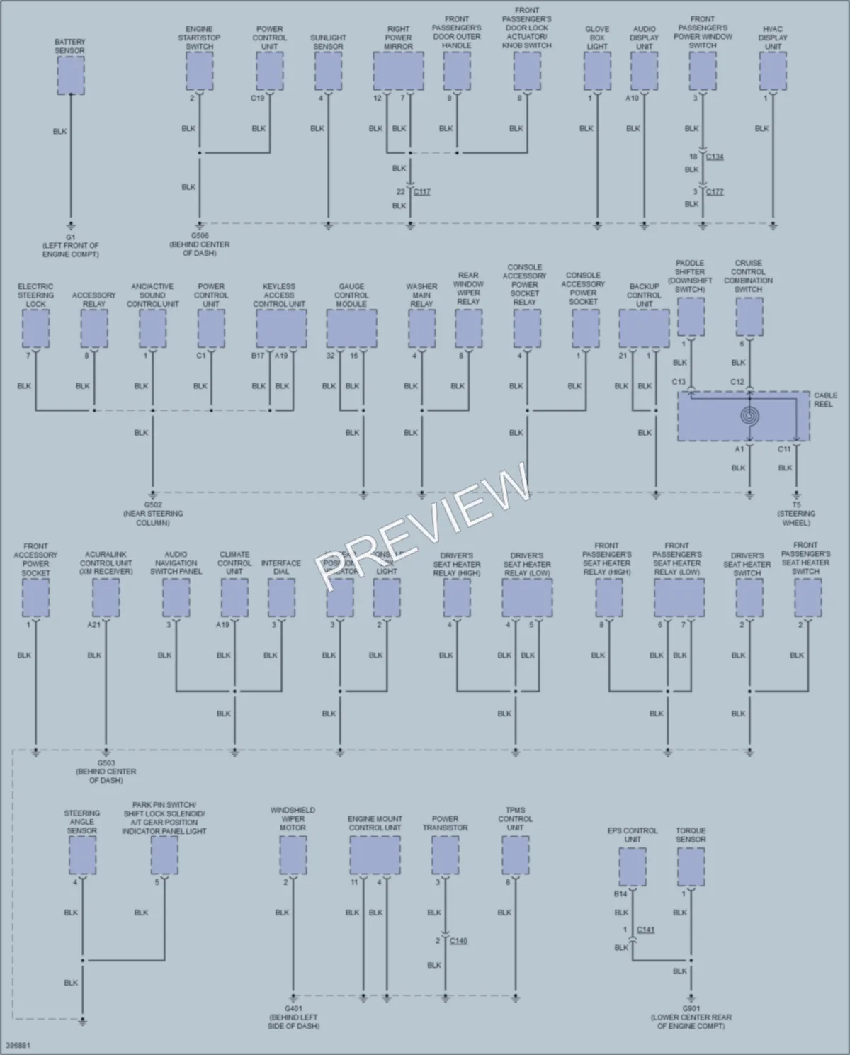 2014 Acura RDX Ground Distribution wiring diagram preview