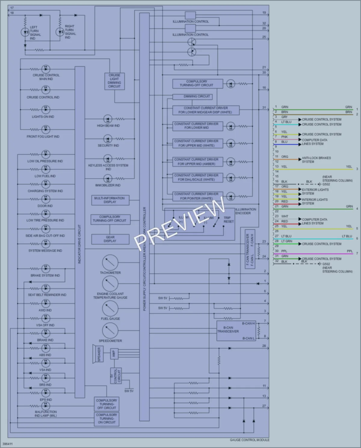 2014 Acura RDX Instrument Cluster wiring diagram preview