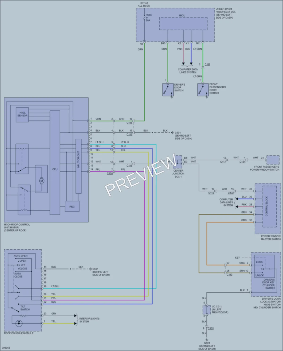 2014 Acura RDX Power Top Sunroof wiring diagram preview