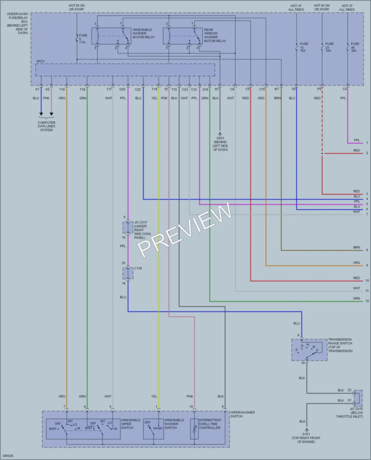2014 Acura RDX Wiper Washer wiring diagram preview
