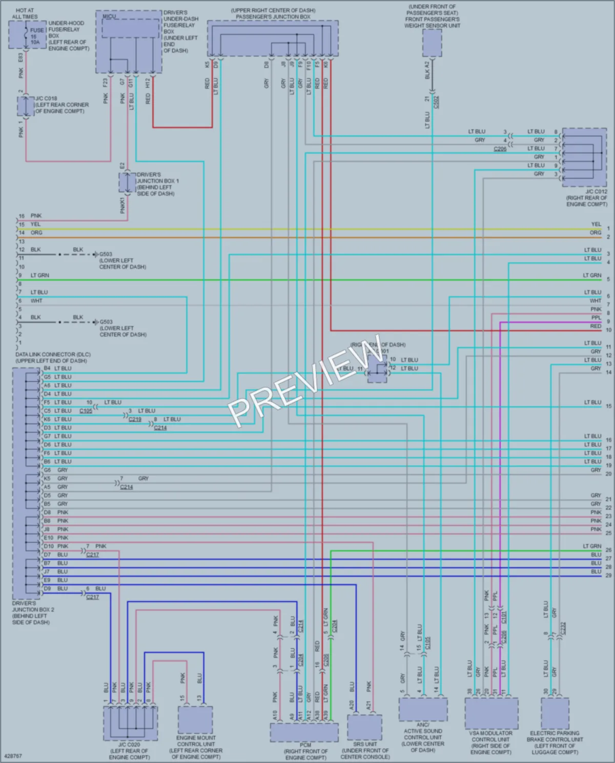 2014 Acura RLXSportHybrid Computer Data Lines wiring diagram preview