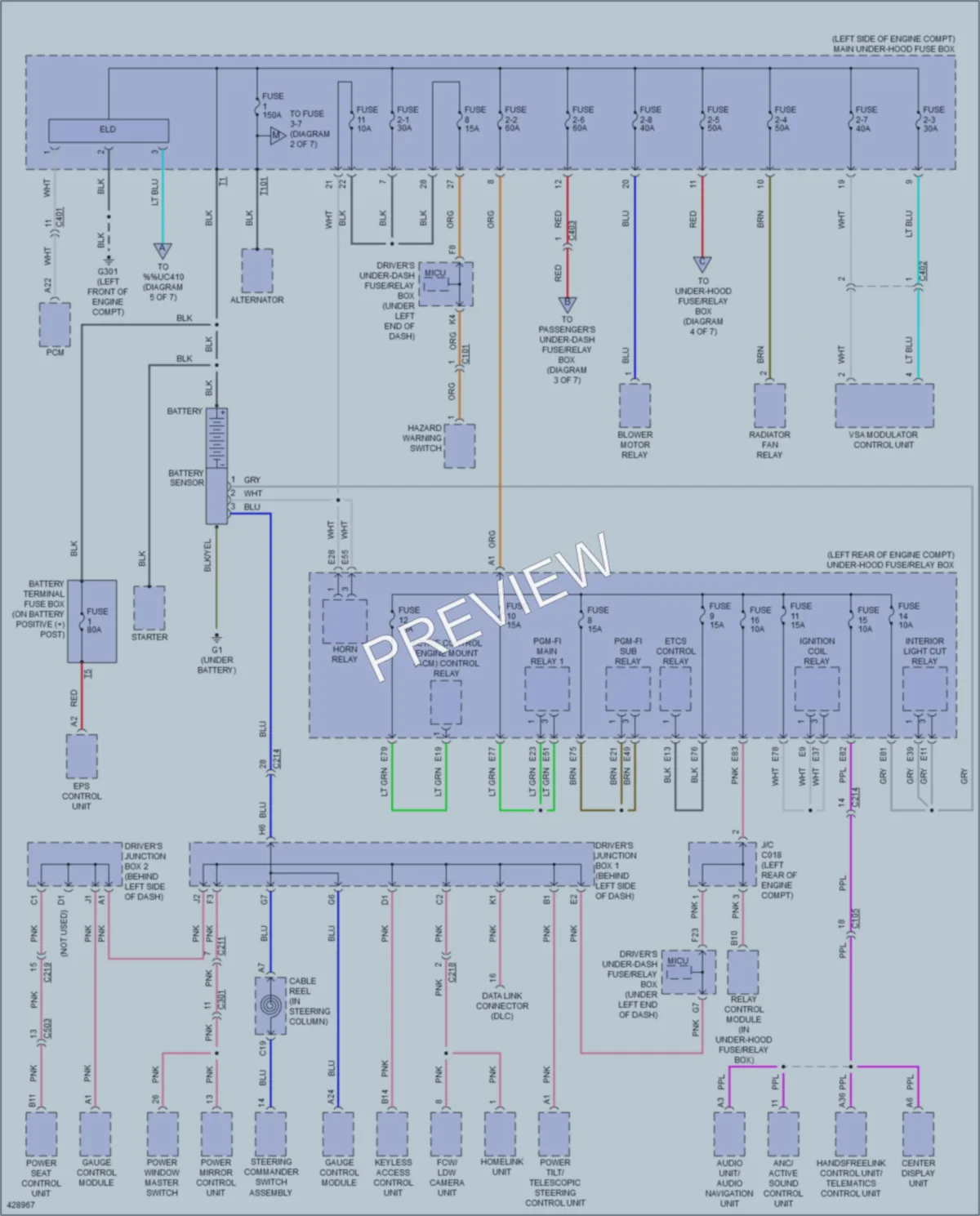 2014 Acura RLXSportHybrid Power Distribution wiring diagram preview