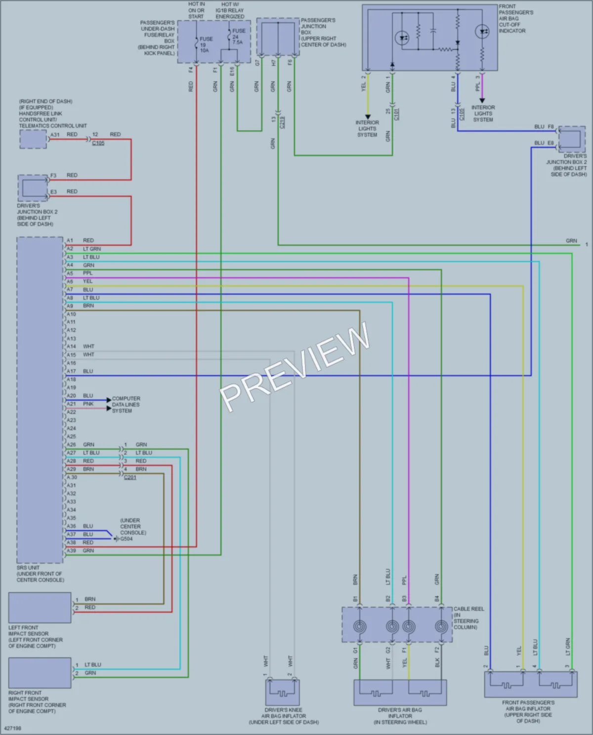 2014 Acura RLXSportHybrid Supplemental Restraints wiring diagram preview