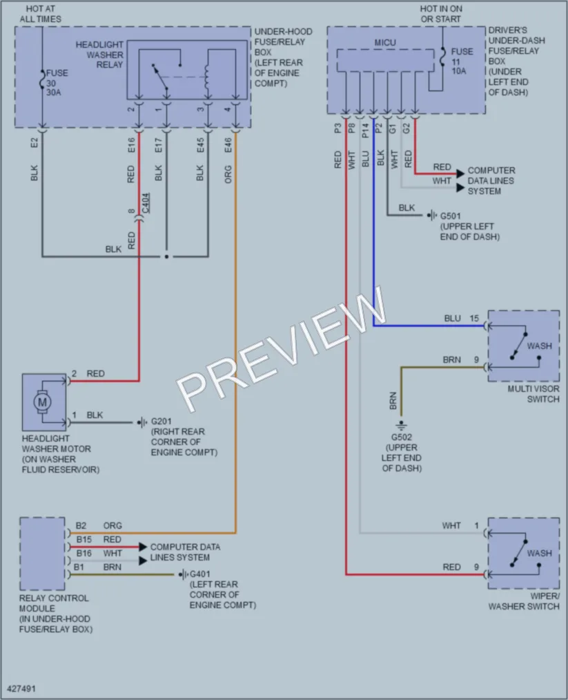 2014 Acura RLXSportHybrid Wiper Washer wiring diagram preview