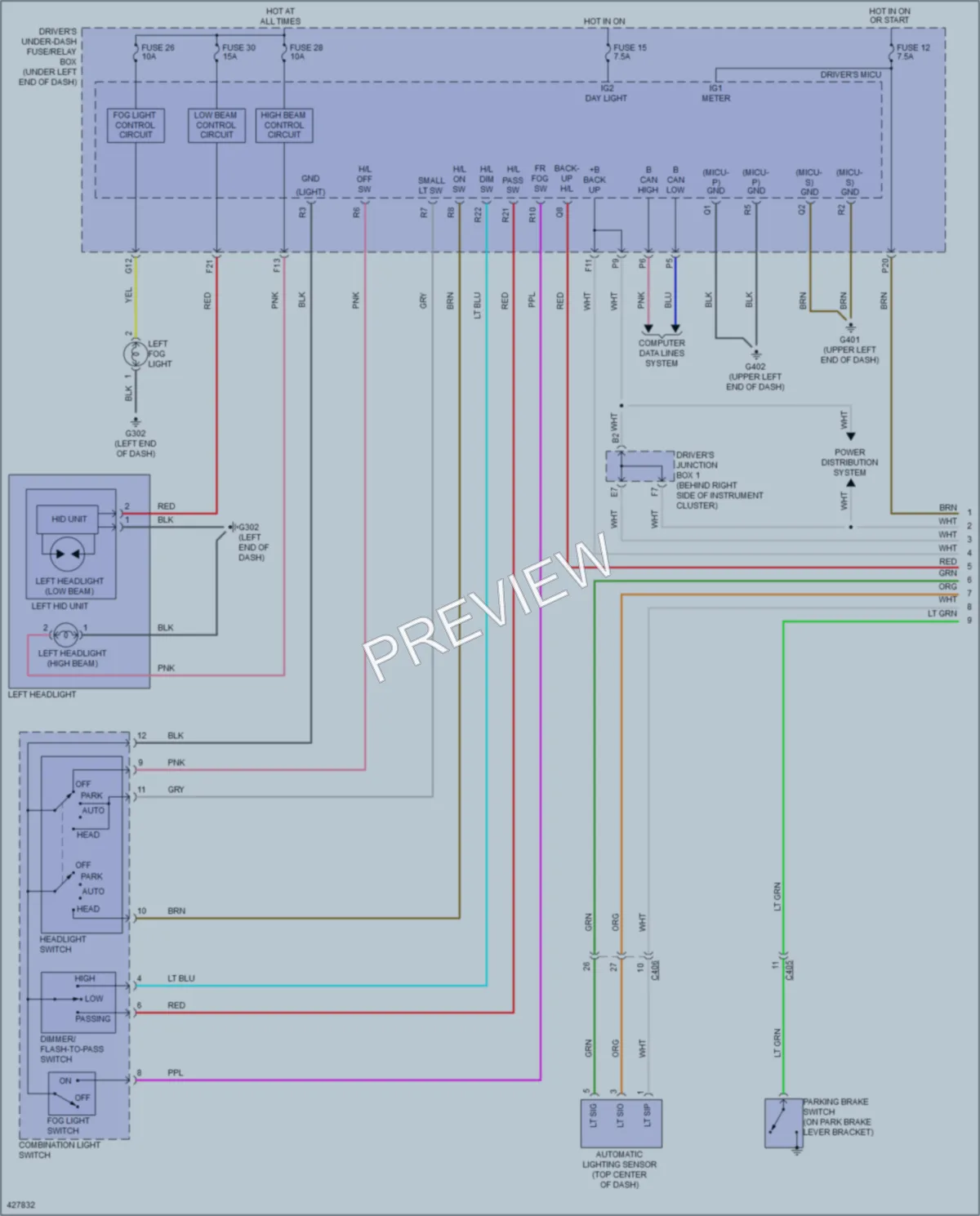 2014 Acura TL Headlights wiring diagram preview