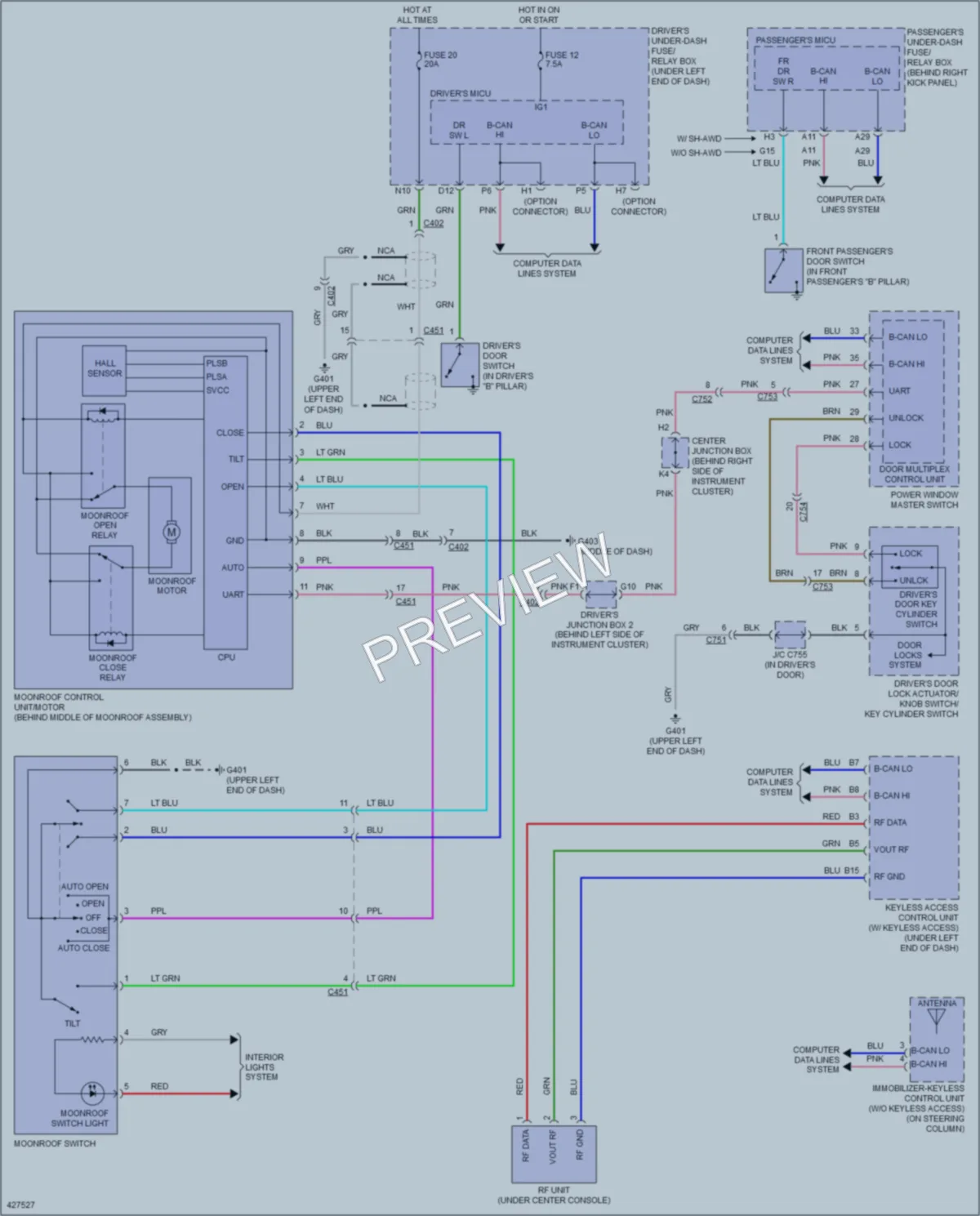 2014 Acura TL Power Top Sunroof wiring diagram preview