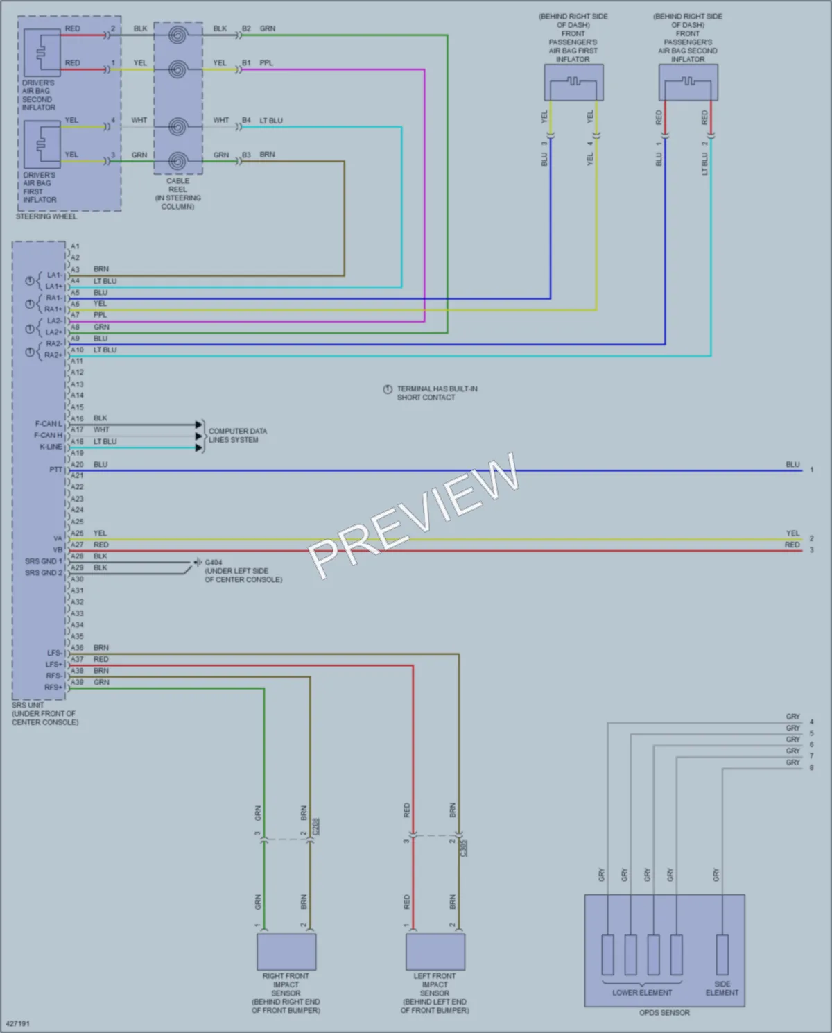 2014 Acura TL Supplemental Restraints wiring diagram preview