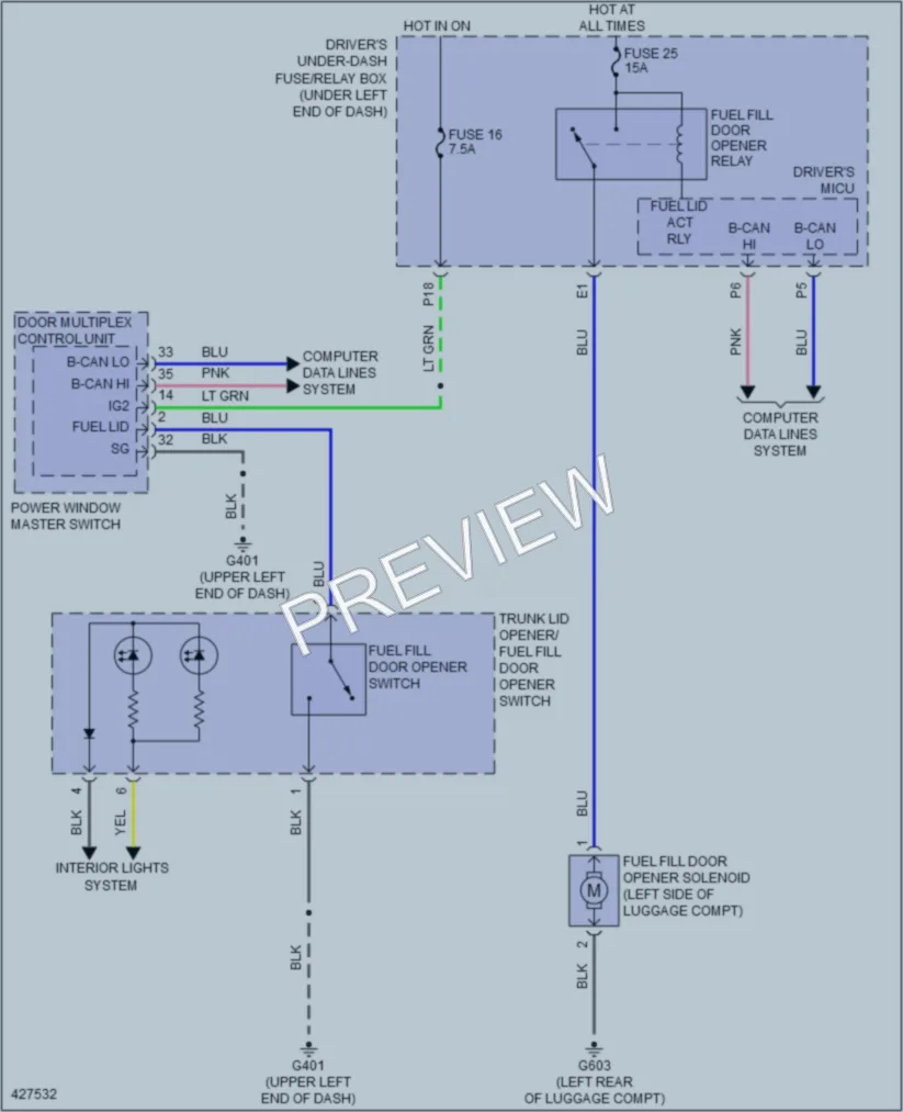 2014 Acura TL Trunk Tailgate Fuel Door wiring diagram preview