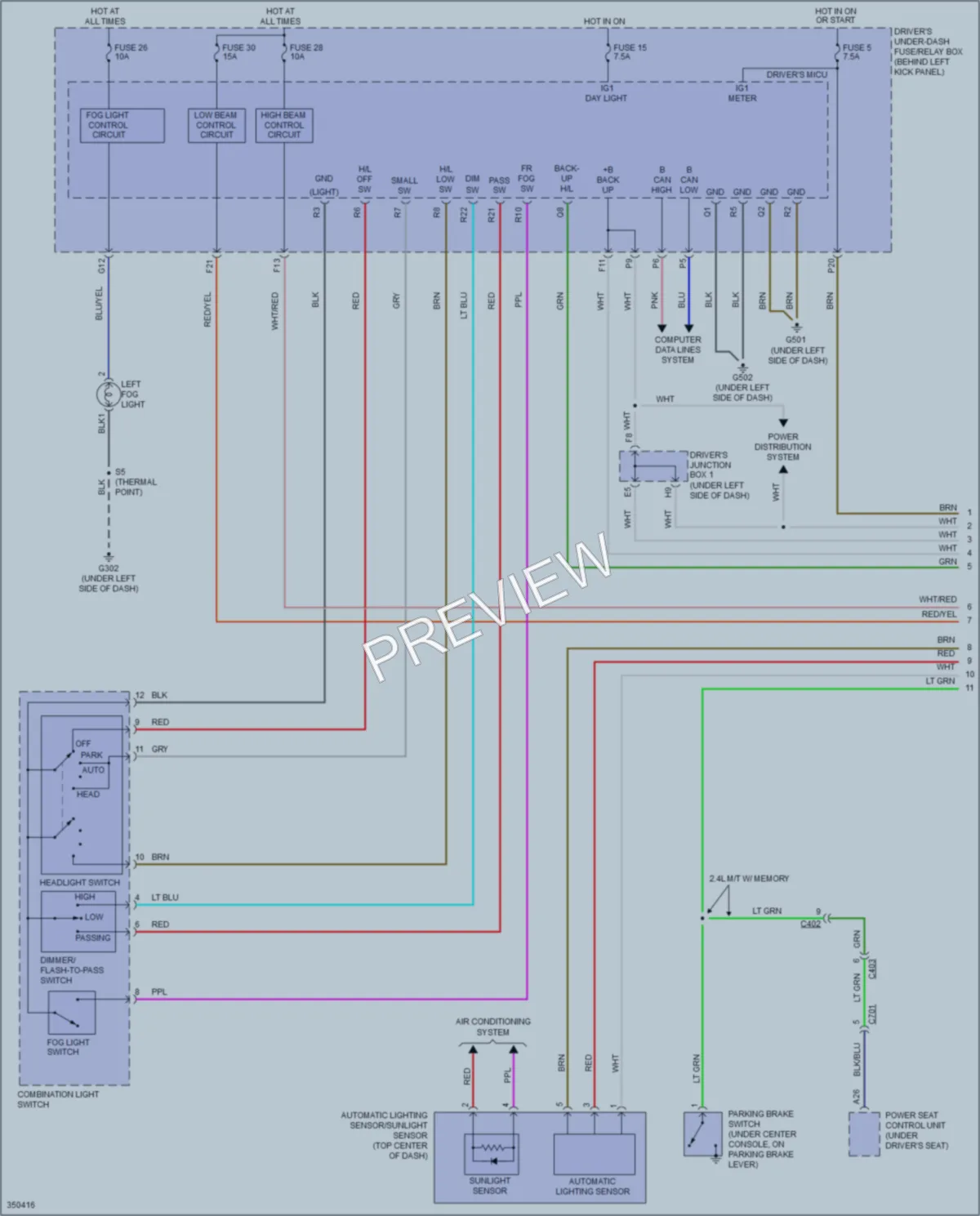 2014 Acura TSX Headlights wiring diagram preview