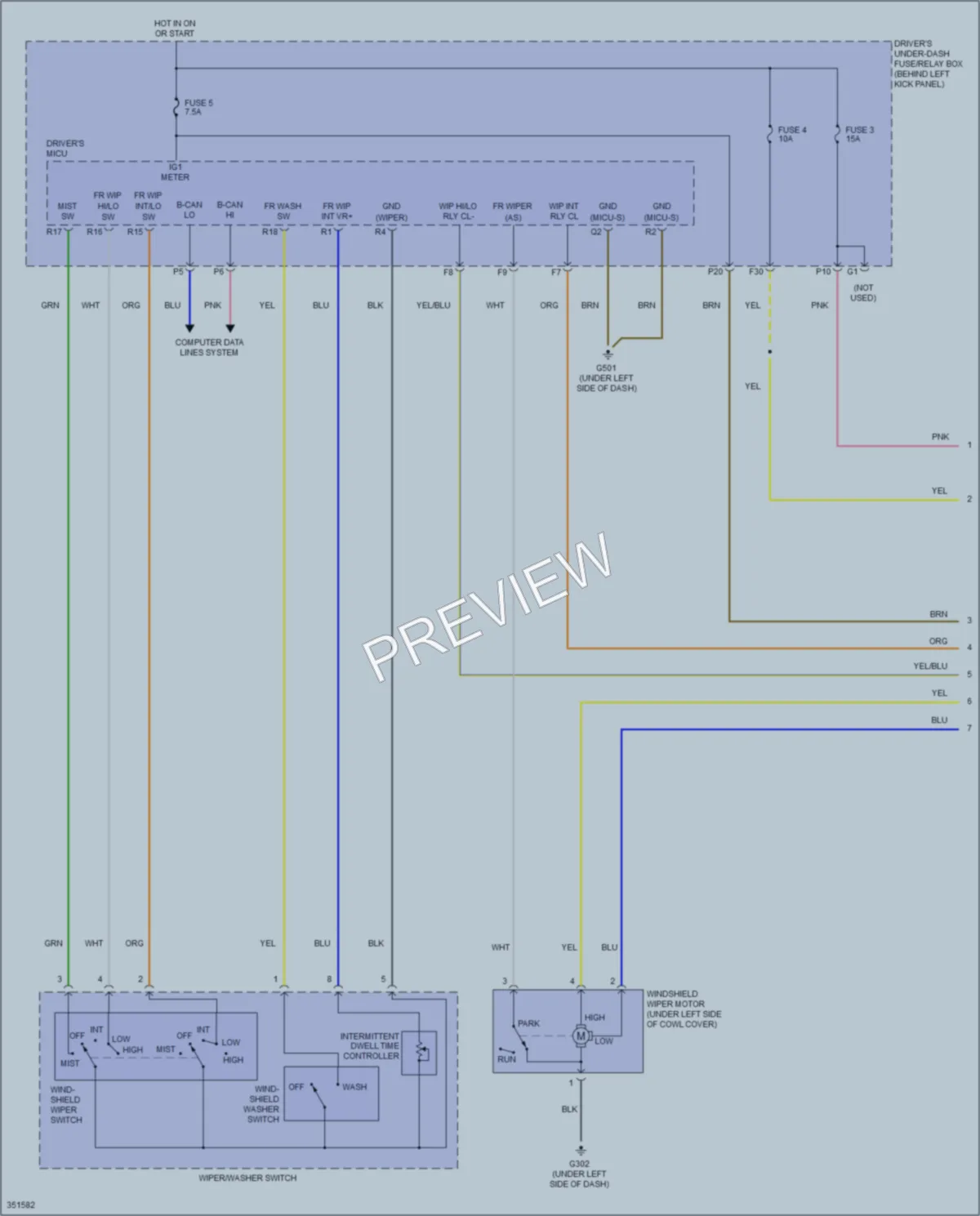 2014 Acura TSX Wiper Washer wiring diagram preview