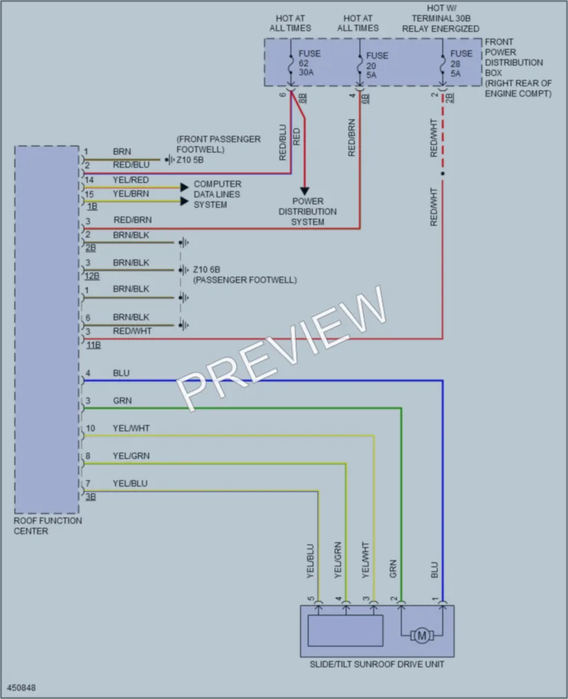 2014 BMW 228i Power Top Sunroof wiring diagram preview