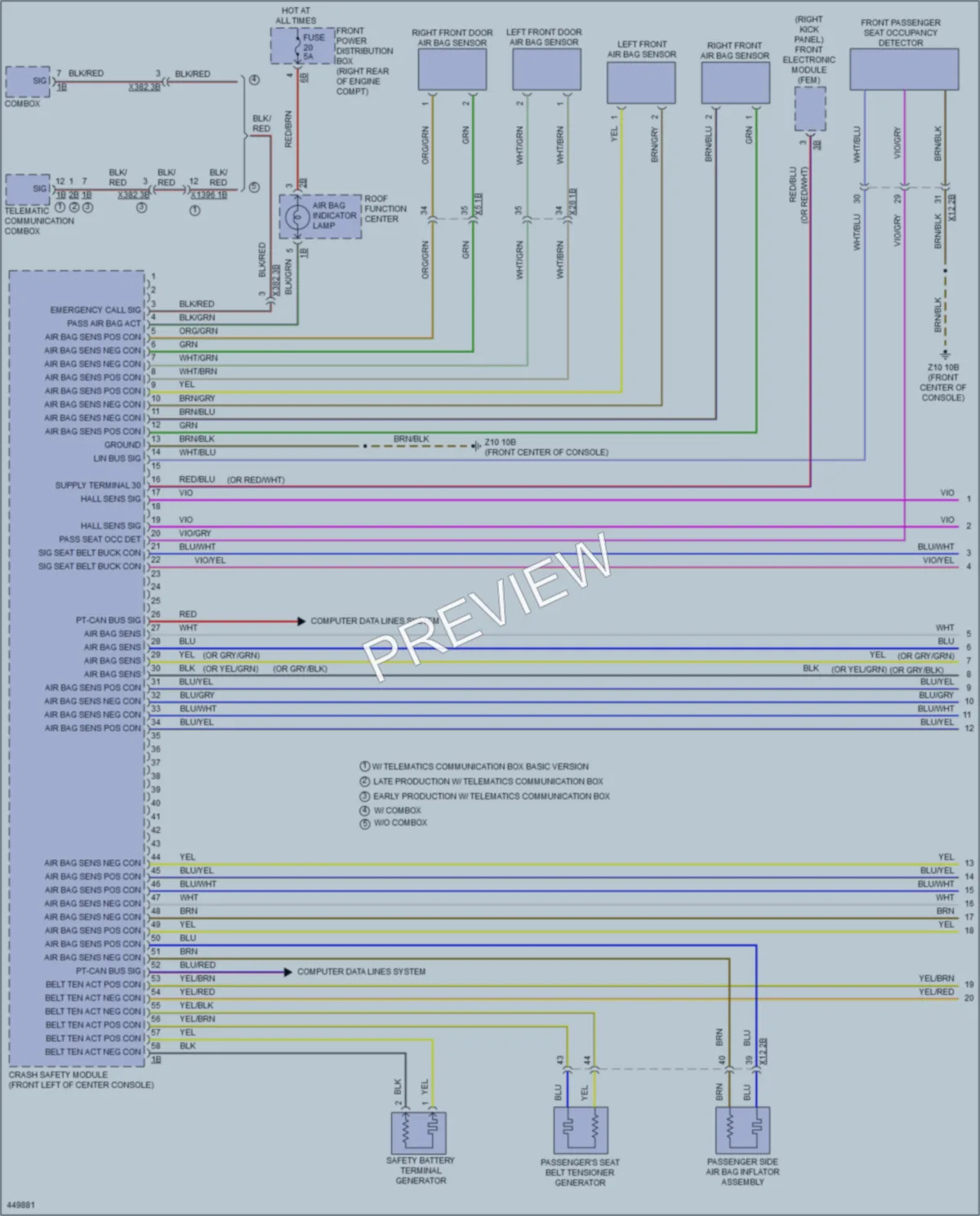 2014 BMW 228i Supplemental Restraints wiring diagram preview