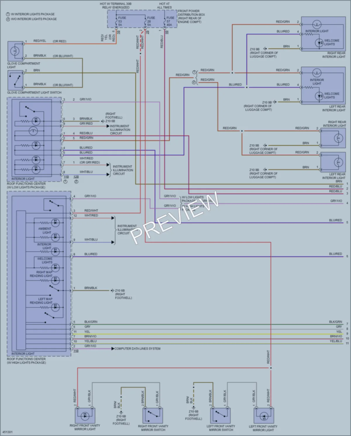 2014 BMW 328iGranTurismo Interior Lights wiring diagram preview