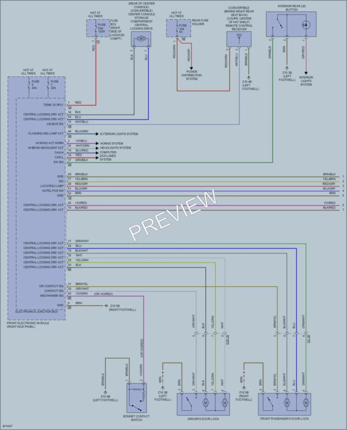 2014 BMW 435i Power Door Locks wiring diagram preview
