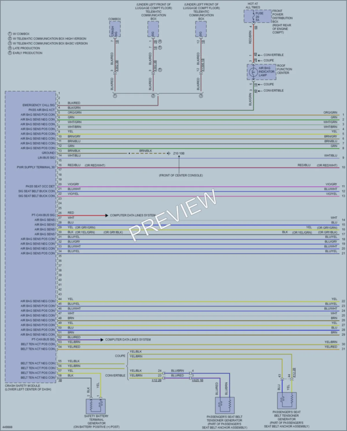 2014 BMW 435i Supplemental Restraints wiring diagram preview