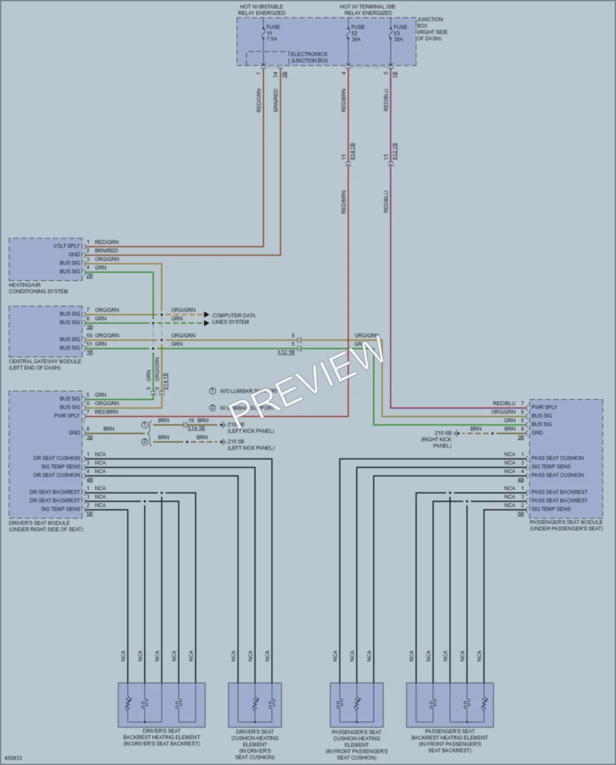 2014 BMW 528i Power Seats wiring diagram preview