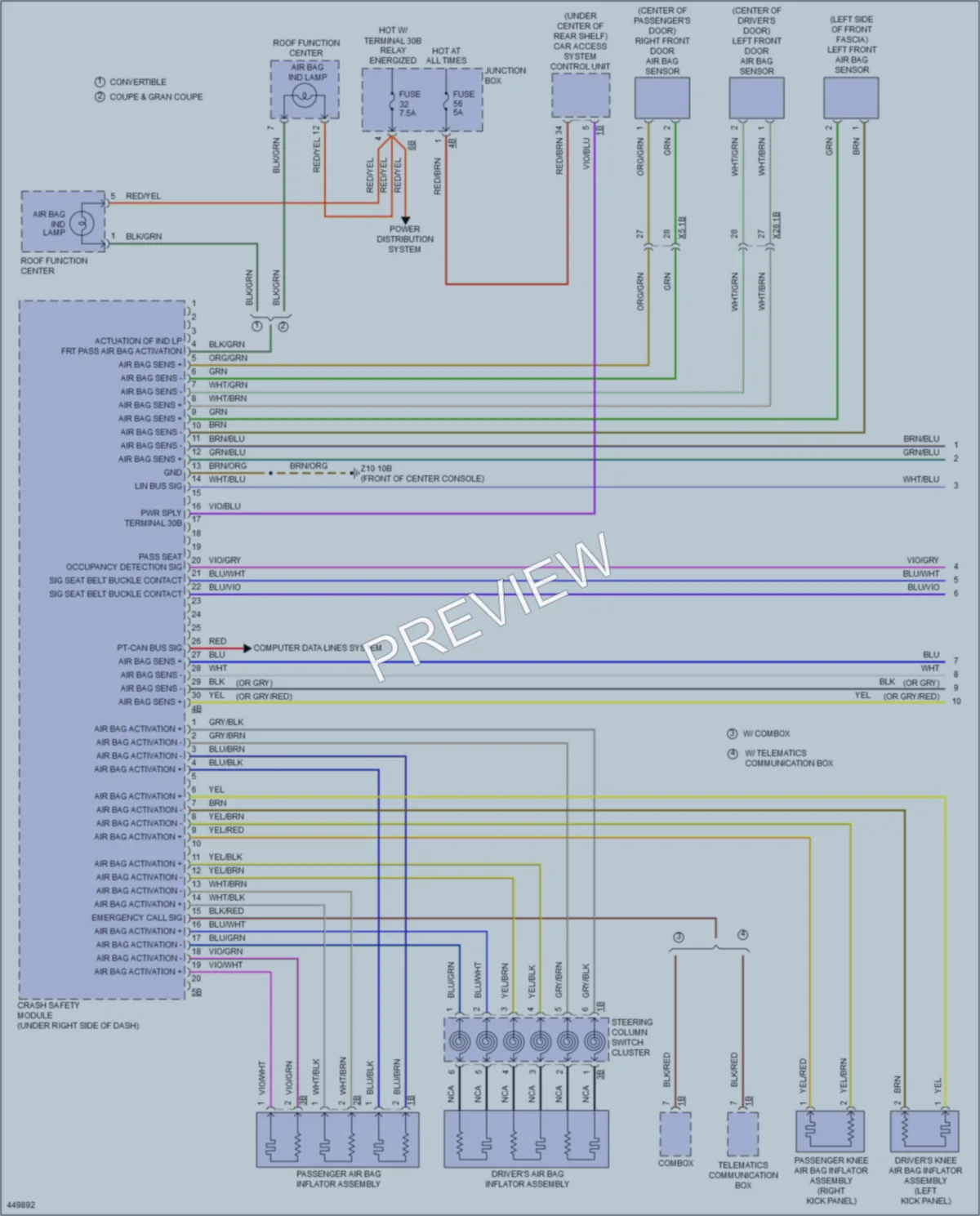 2014 BMW 640i Supplemental Restraints wiring diagram preview