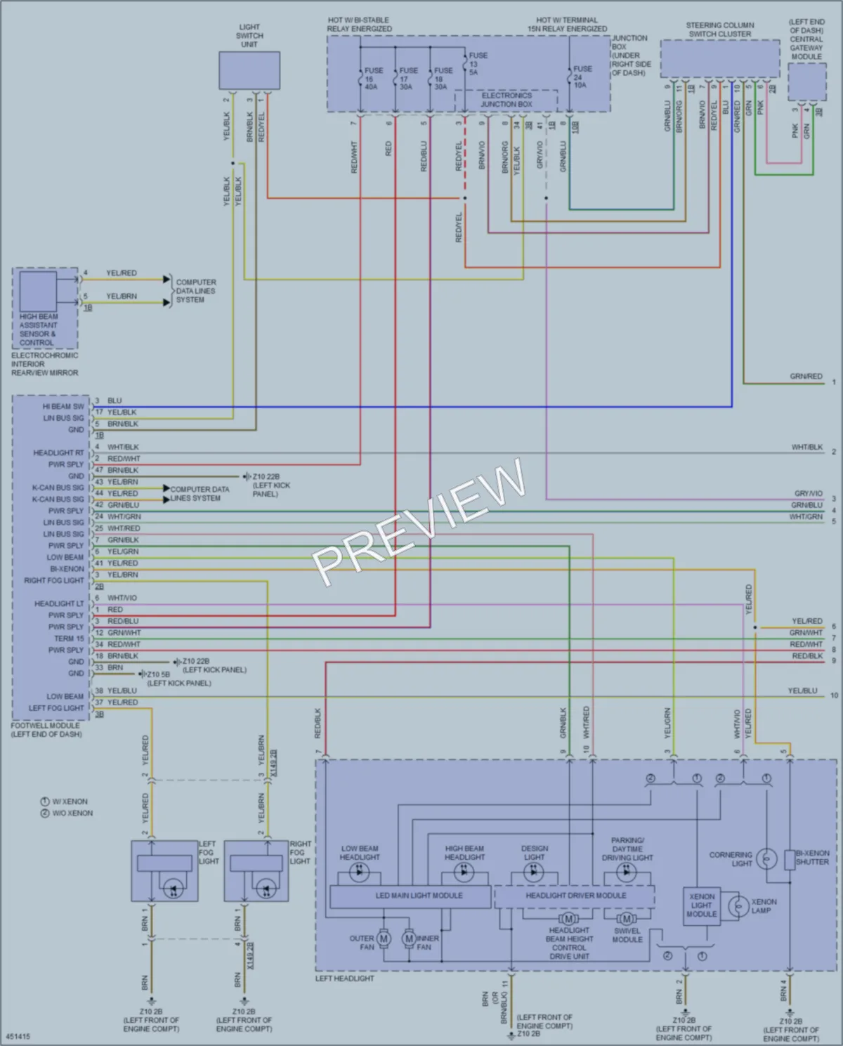 2014 BMW 640iGranCoupe Headlights wiring diagram preview