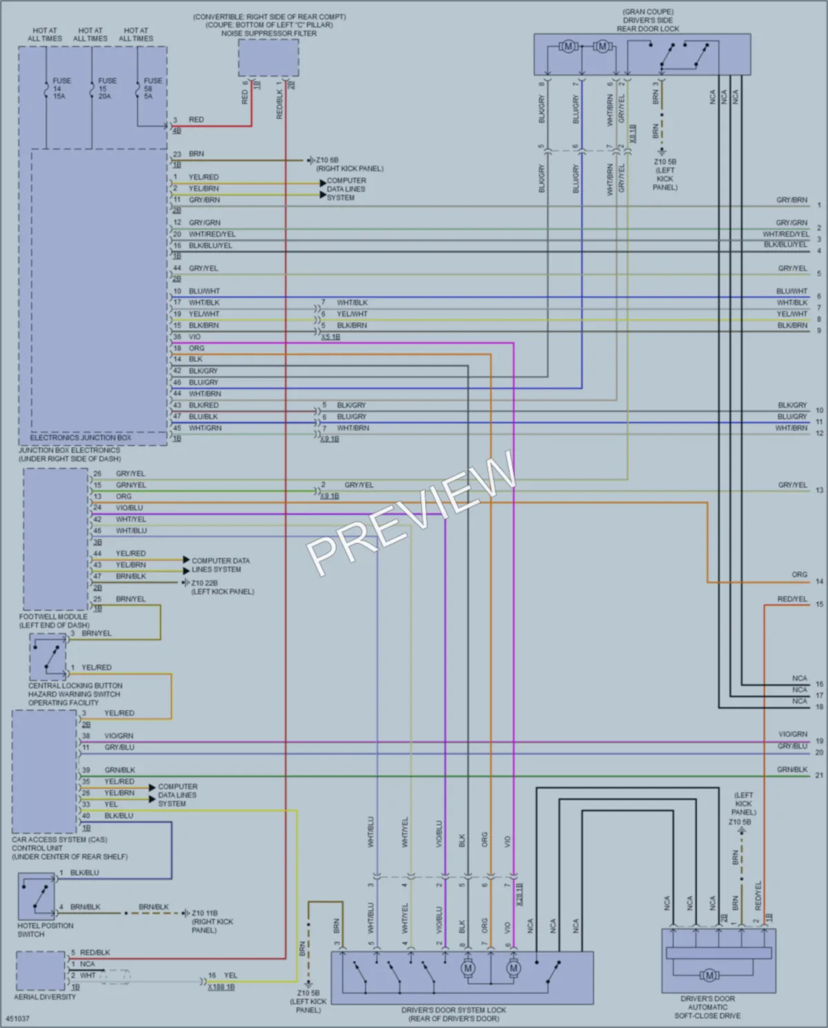 2014 BMW 640iGranCoupe Power Door Locks wiring diagram preview