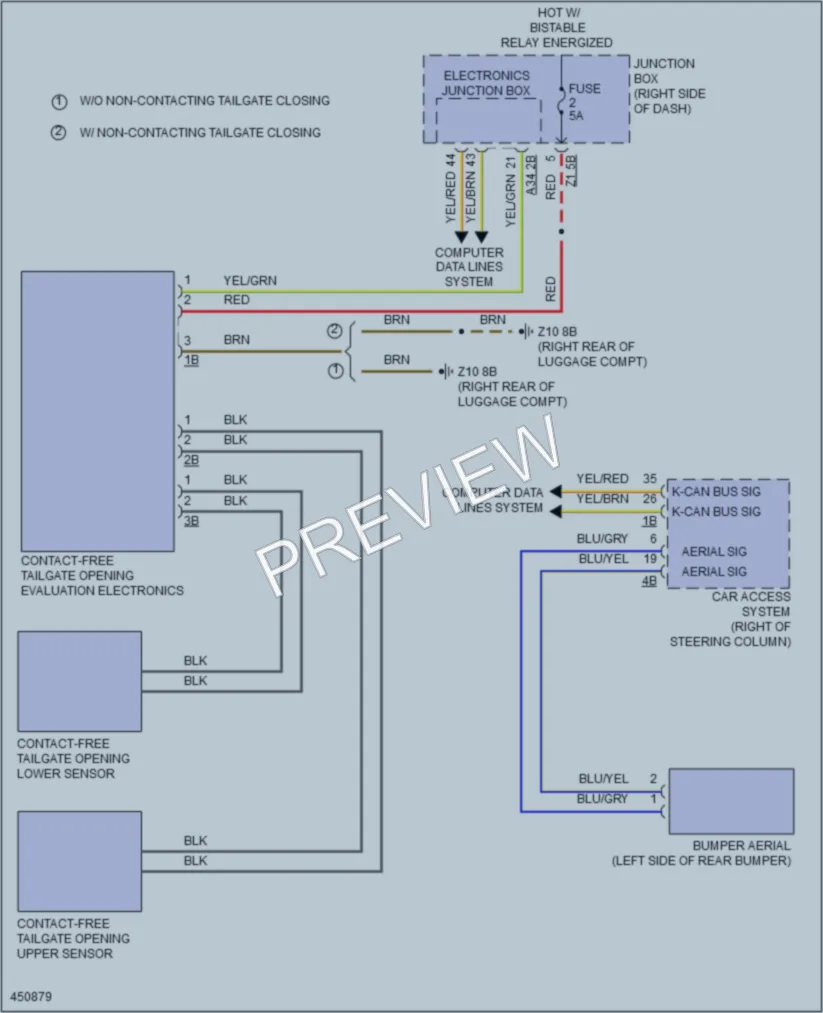 2014 BMW 750Li Trunk Tailgate Fuel Door wiring diagram preview