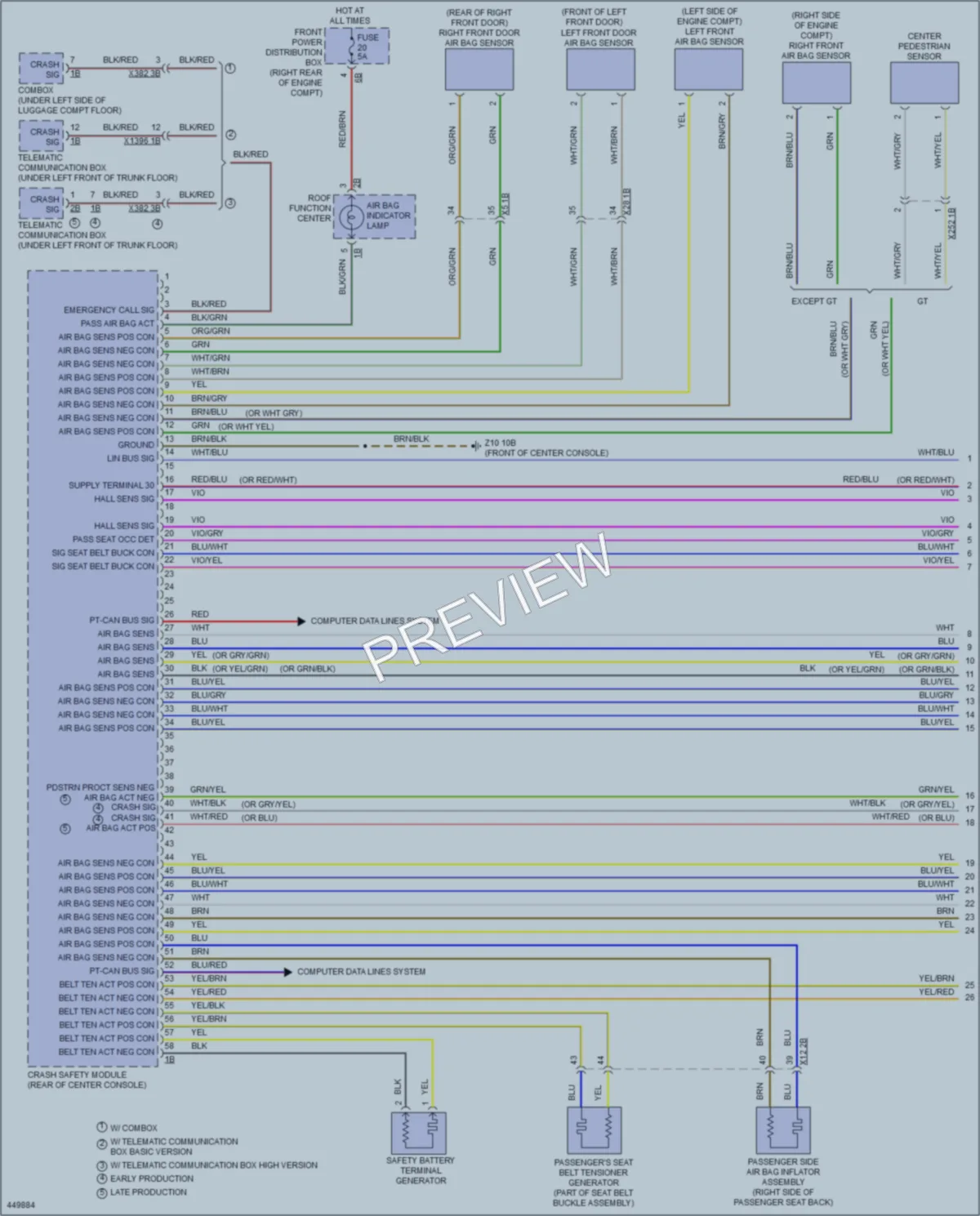 2014 BMW ActiveHybrid3 Supplemental Restraints wiring diagram preview