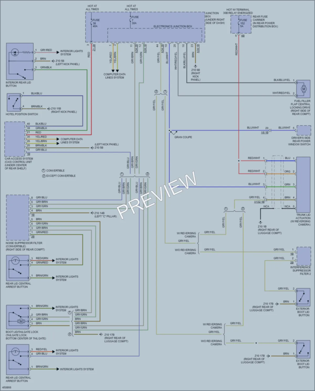 2014 BMW M6GranCoupe Trunk Tailgate Fuel Door wiring diagram preview