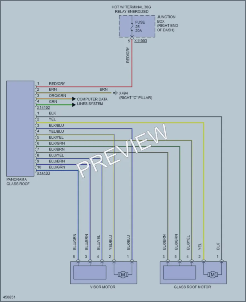 2014 BMW X1 Power Top Sunroof wiring diagram preview