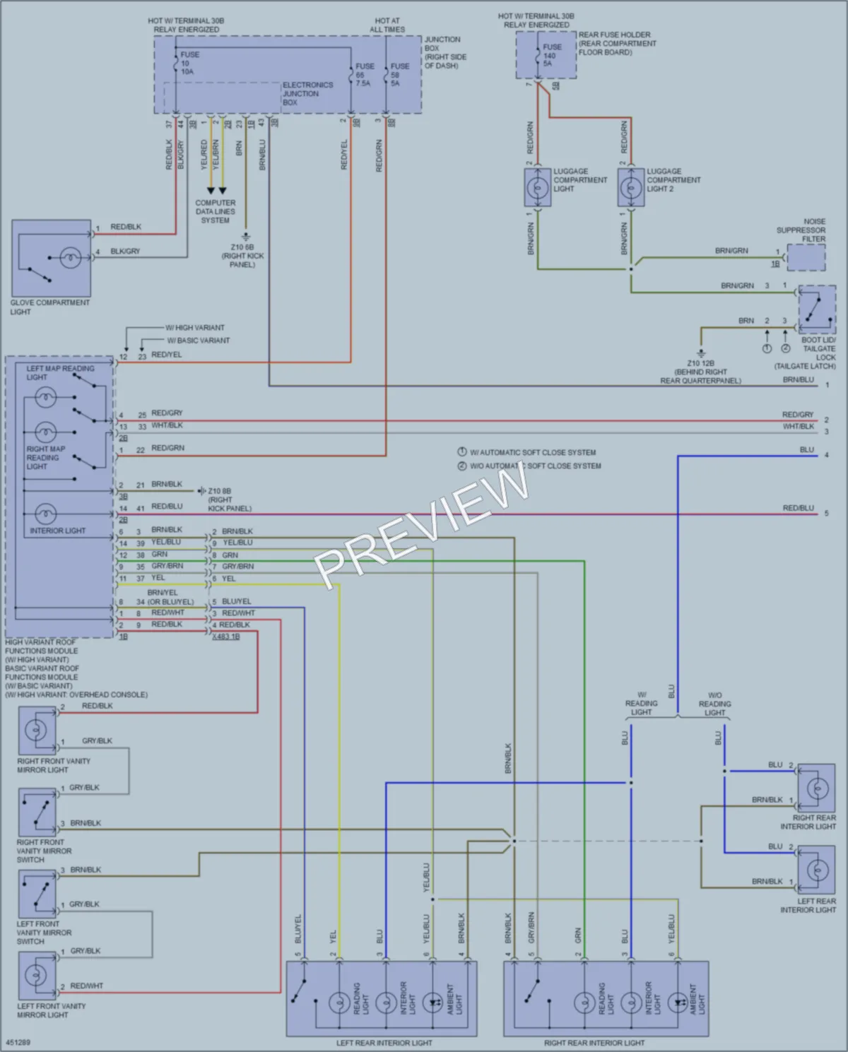 2014 BMW X3 Interior Lights wiring diagram preview