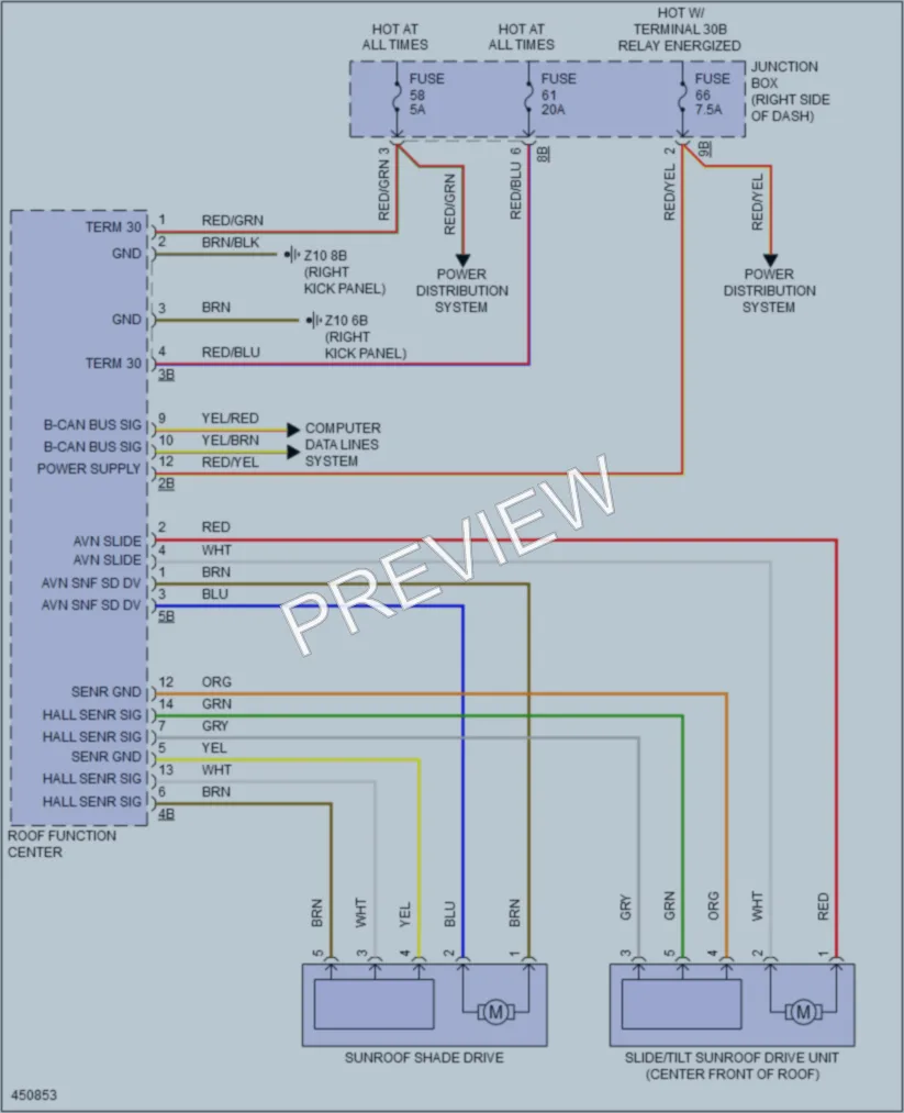 2014 BMW X3 Power Top Sunroof wiring diagram preview