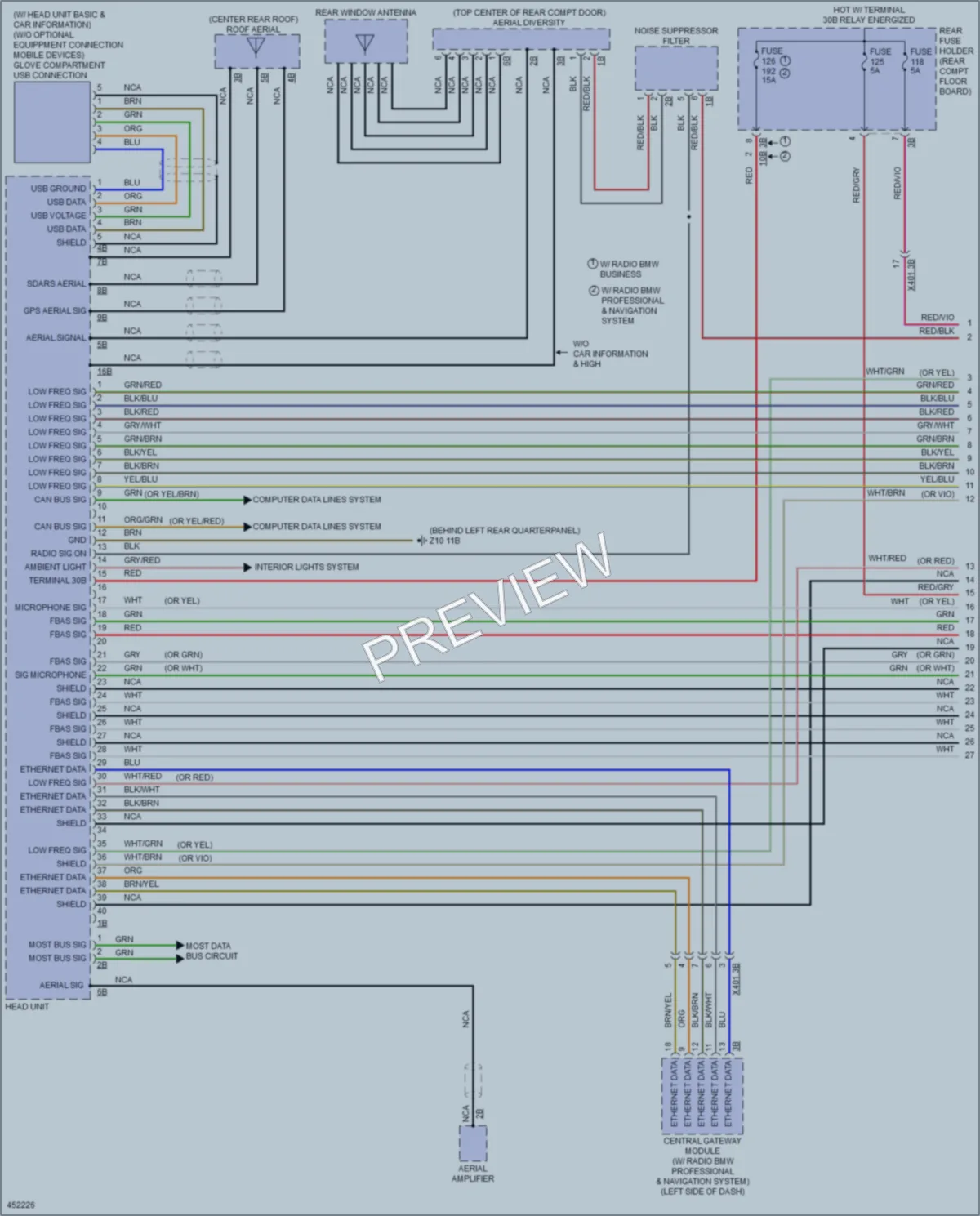 2014 BMW X3 Radio wiring diagram preview