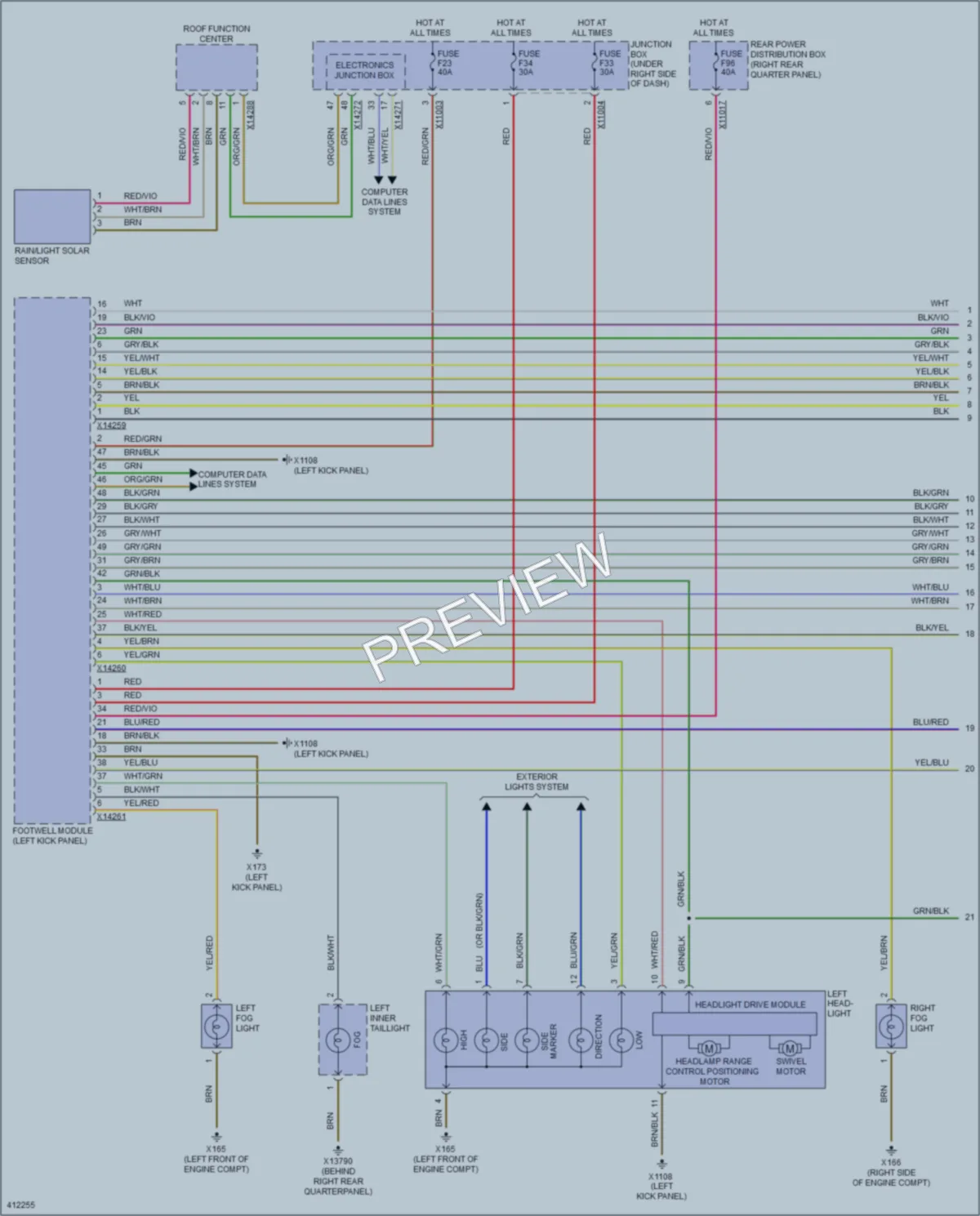 2014 BMW X6 Headlights wiring diagram preview