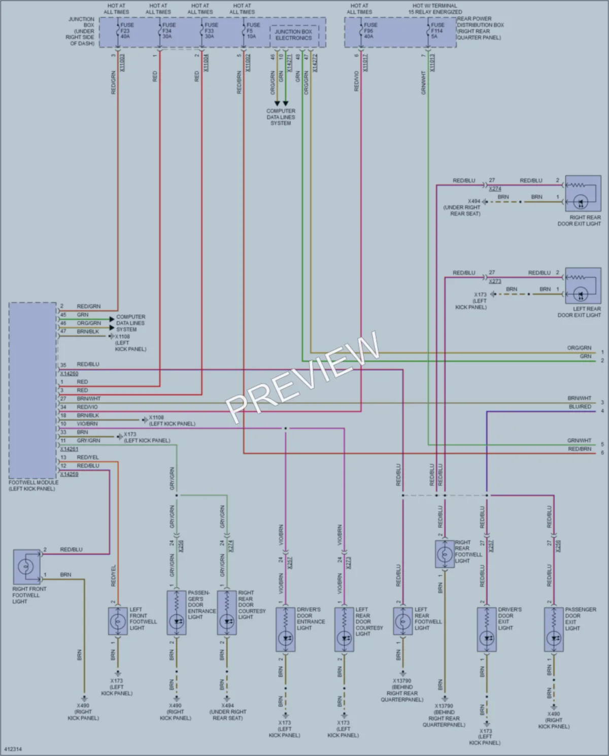 2014 BMW X6 Interior Lights wiring diagram preview