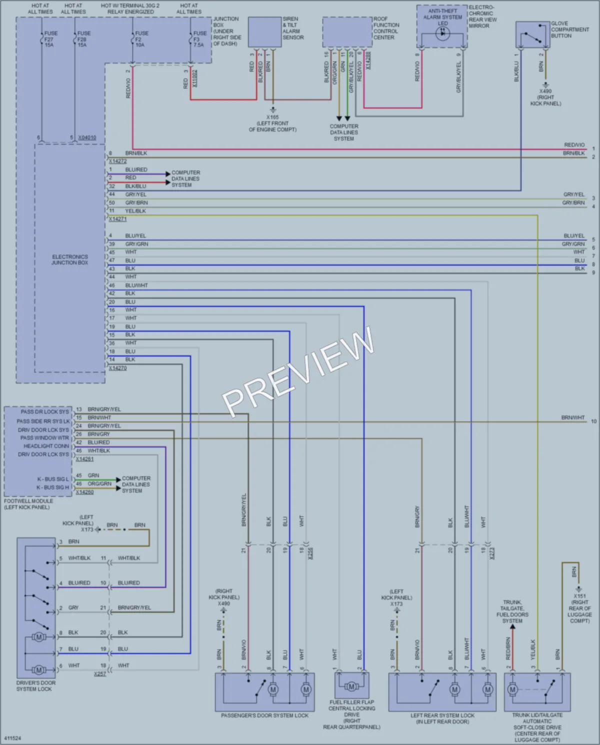 2014 BMW X6 Power Door Locks wiring diagram preview