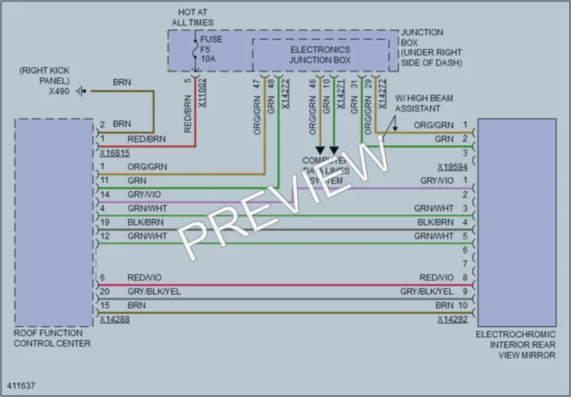 2014 BMW X6 Power Mirrors wiring diagram preview