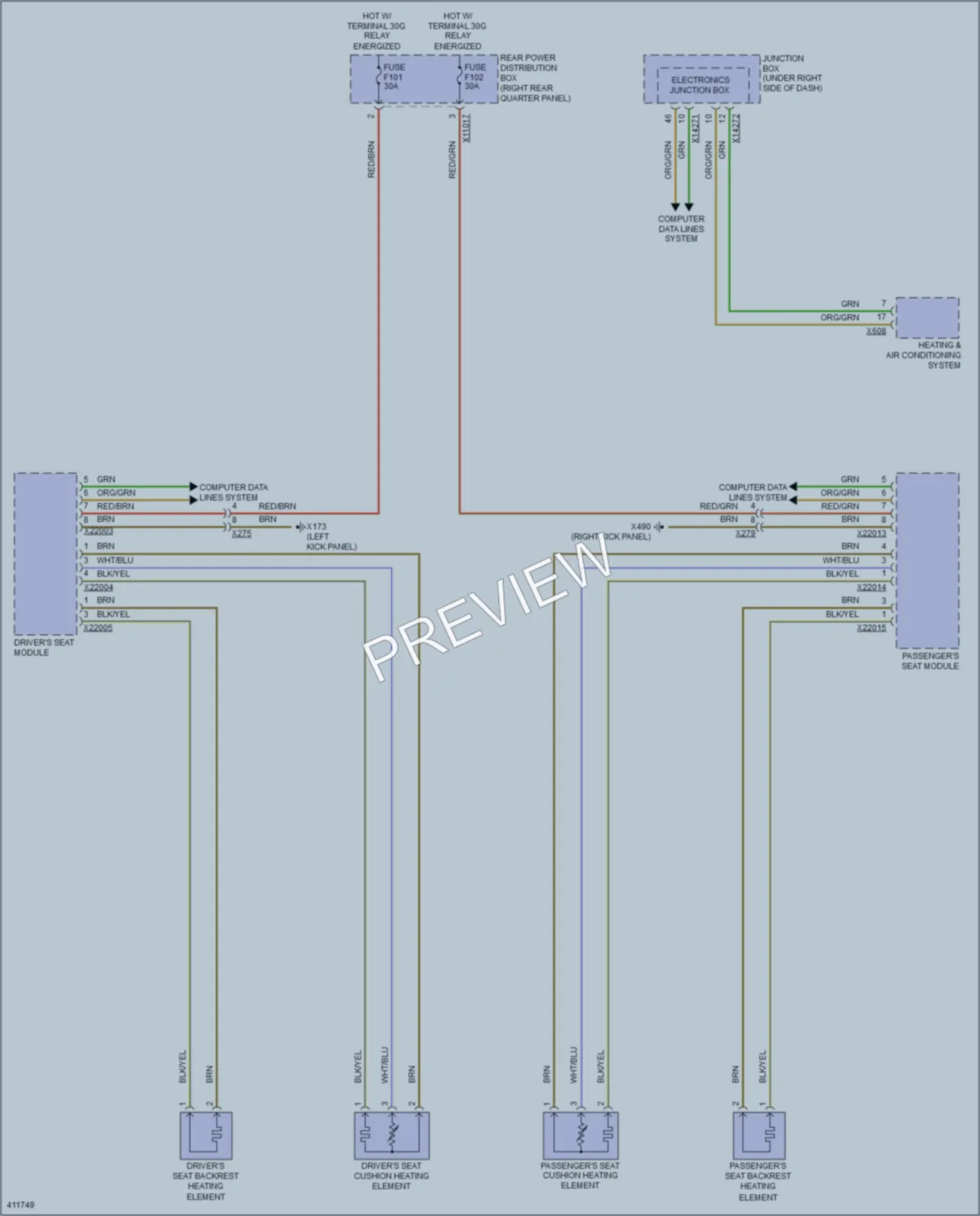 2014 BMW X6 Power Seats wiring diagram preview