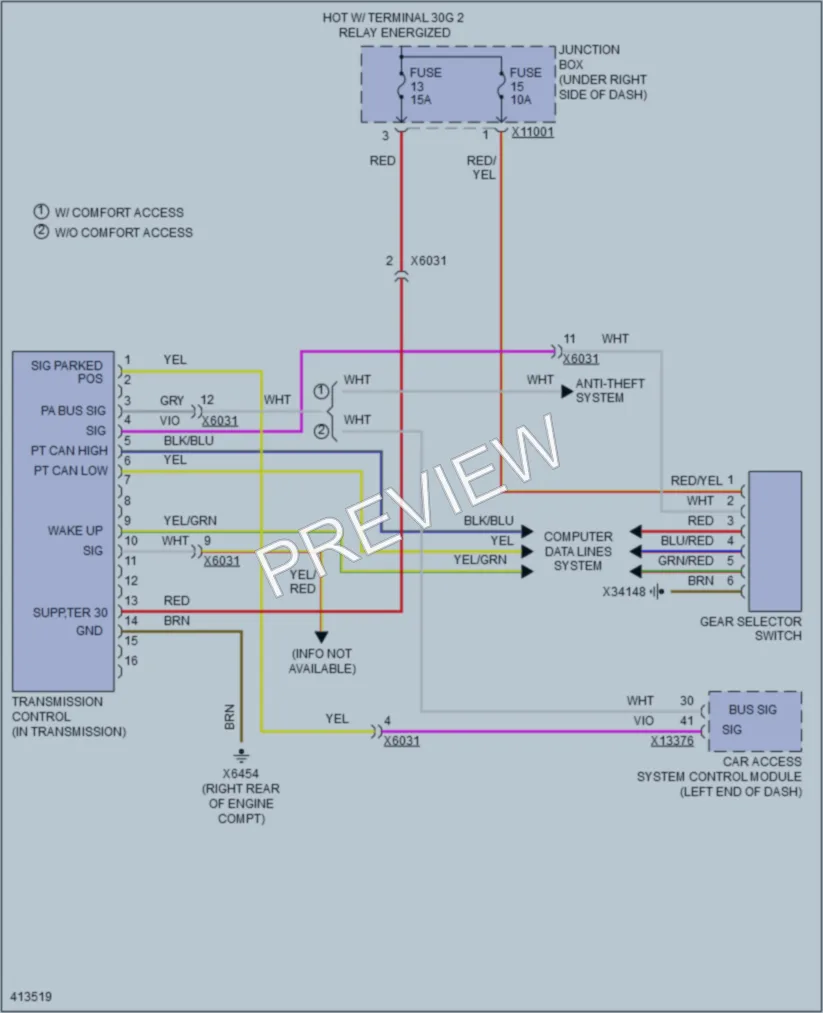 2014 BMW X6 Transmission wiring diagram preview